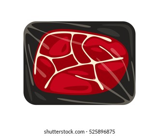 Stock vector illustration pork steak in the package