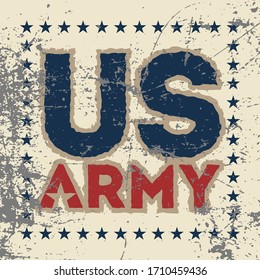 stock vector illustration printing on T shirt U S Army fonts