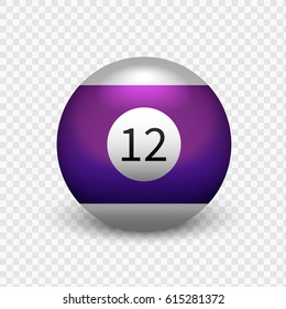 Stock vector illustration purple ball for billiards Isolated on a transparent background. Number 12.