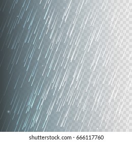 Stock vector illustration rain, rainfall Isolated on a transparent background. Rainstorm, heavy rain, rainfall, drizzle, rainy, rainforest, monsoon, water drops. EPS 10