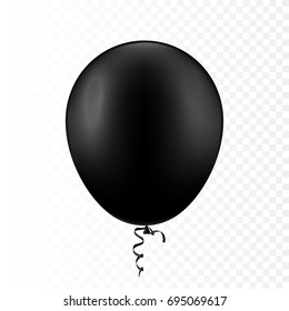 Stock vector illustration realistic 3D Inflatable air flying balloon frosted black Isolated on a transparent checkered background. Festive balloon. EPS10