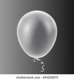 Stock vector illustration realistic 3D Inflatable air flying transparent balloon frosted Isolated on a transparent checkered background. Party balloon. EPS10