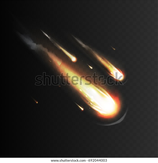 透明な格子柄の背景にリアルな隕石 彗星 小惑星 隕石 惑星 アーマゲドン 大惨事 世界の終わり Eps10 のベクター画像素材 ロイヤリティフリー