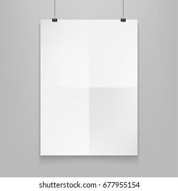 Stock vector illustration realistic mockup poster white vertical. Isolated on a gray background. EPS10