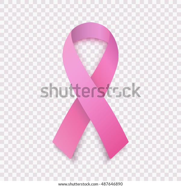 透明な背景にピンクのリボン 乳がんに関する意識のシンボルを描いた写実的なベクターイラスト 全米乳がん対応月 Eps10 のベクター画像素材 ロイヤリティ フリー