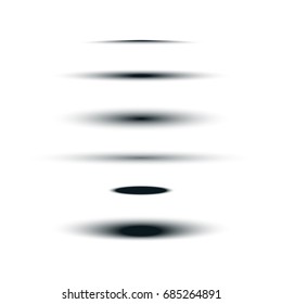 Stock vector illustration realistic round and oval set of shadows Isolated on white background. Tab dividers lower shadow shade effect with soft smooth edges for web design element. EPS10
