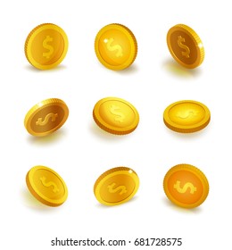 Stock vector illustration realistic set gold coins Isolated on white background. Golden coin.
Gold coins, monies, money, cash, icon, currency. EPS10
