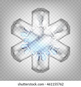 Stock vector illustration realistic snowflake. Isolated on a transparent background. Fall of snow. Flake of snow. EPS 10
