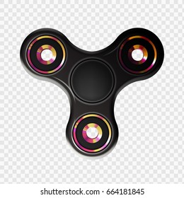 Stock vector illustration realistic spinner Isolated on transparent background. Neo chrome. Fidget finger toy. EPS 10