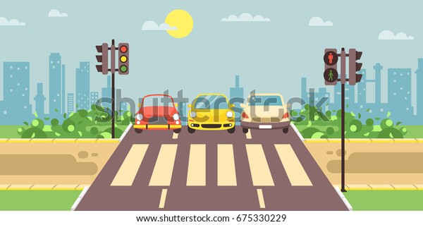 Stock Vector Illustration Roadside Cartoon Landscape Stock Vector ...