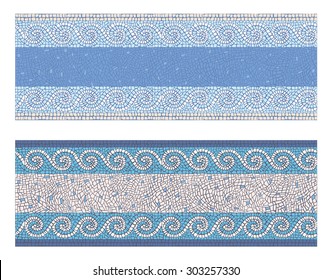 Stock vector illustration seamless mosaic border in antique style/Seamless mosaic border in antique style/Stock vector illustration