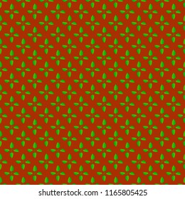 Stock vector illustration. Seamless pattern of abstrat flowers in brown, green and orange colors. Vintage style.