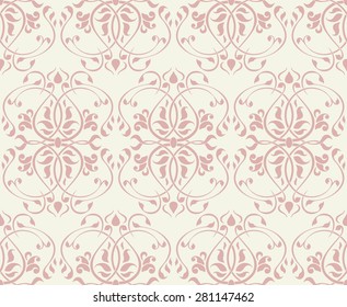 Stock Vector Illustration: seamless victorian pattern on beige background