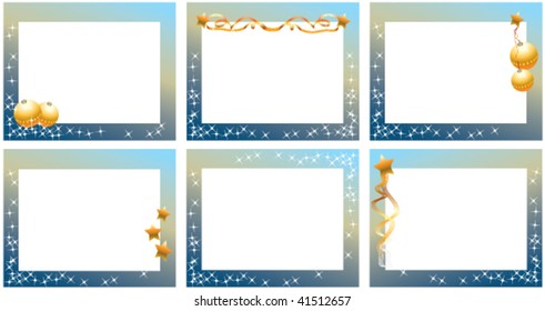 Stock vector illustration set decorative blue Christmas frames