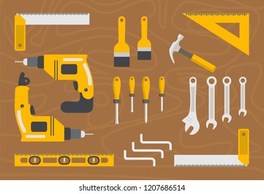 Stock vector illustration set isolated icons building tools repair