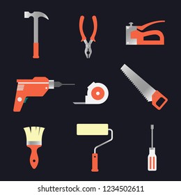Stock vector illustration set isolated icons building tools repair, construction buildings