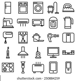 Stock vector illustration of a set of linear icons various house appliances/Home Appliances linear icons/Stock vector illustration of a set of linear icons