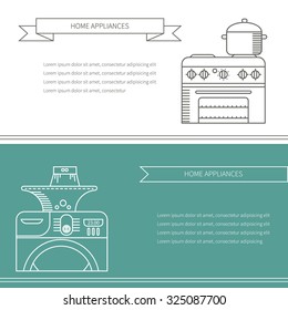 Stock vector illustration of a set of linear icons various house appliances/Home Appliances linear icons/Stock vector illustration of a set of linear icons