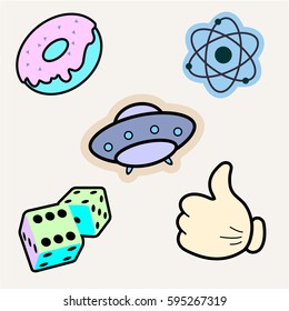 stock vector illustration set of patches 90s style