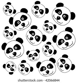 Stock vector illustration simple beautiful background with panda head drawing