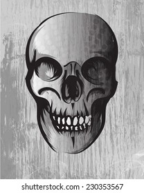 Stock vector illustration of a skull on grungy vintage background