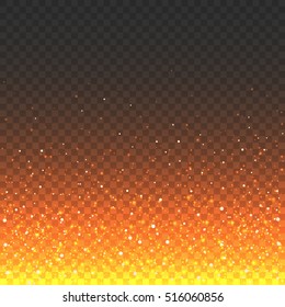 Stock vector illustration spark, fire. Gold glitter particles effect for luxury greeting rich card. Sparkling texture. Star dust sparks in explosion on transparent background. EPS 10