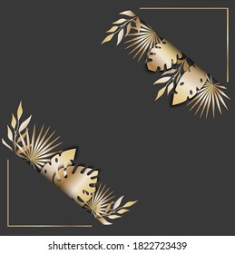 Stock vector illustration Square background with tropical leaves
