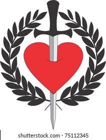 Stock Vector Illustration: sword and heart