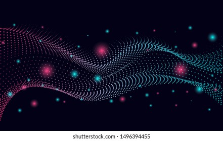 stock vector illustration of technology futuristic circuit digital, 3d abstract sci-fi user interface concept with gradient dots and lines. artificial intelligence. abstract vector background.