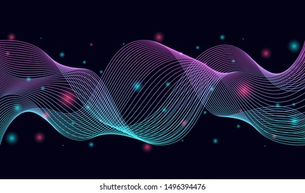 stock vector illustration of technology futuristic circuit digital, 3d abstract sci-fi user interface concept with gradient dots and lines. artificial intelligence. abstract vector background.