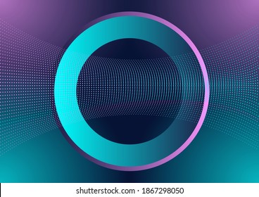 stock vector illustration of technology futuristic circuit digital, 3d abstract sci-fi user interface concept with gradient circle, dots and lines. artificial intelligence. abstract vector background.