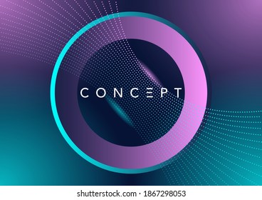 stock vector illustration of technology futuristic circuit digital, 3d abstract sci-fi user interface concept with gradient circle, dots and lines. artificial intelligence. abstract vector background.