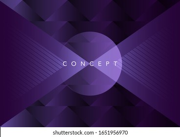 Stock-Vektorillustration-Illustration des dreieckigen, modernen violetten Konzepts mit komettem Hintergrund. Farbverlauf und Linien. abstrakter Hintergrund der Vektorillustration.