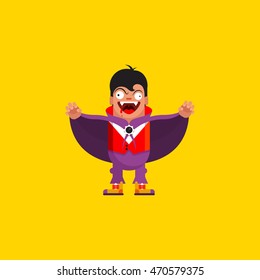 Stock vector illustration a vampire character for halloween in a flat style