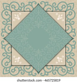 Stock Vector Illustration: Vintage background with damask pattern in retro style