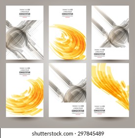 Stock Vector Illustration:
Vector web and mobile interface template. Corporate website design. Abstract vector brochure, Web sites, page. Gold, silver abstract element