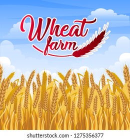 stock vector illustration of wheat field, with letter rural summer landscape. countryside view living concept graphic illustration. cartoon nature concept