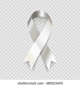 Stock vector illustration white ribbon isolated on a transparent checkered background. EPS10