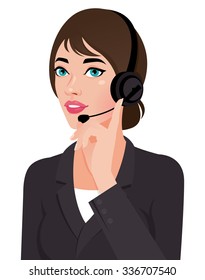 Stock vector illustration of a woman customer service operator isolated on white background