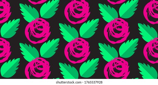 Ilustración vectorial de acciones_Patrón con rosas coloreadas