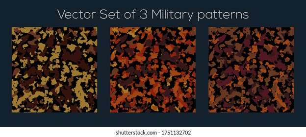 Stock vector illustrations_Set of 3 Military patterns_Army camouflage for different special forces