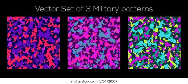 Stock vector illustrations_Set of 3 Military modern camouflage patterns
