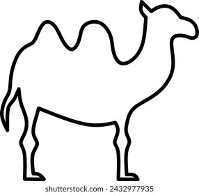 Stock vector image of a camel animal walking in the desert
