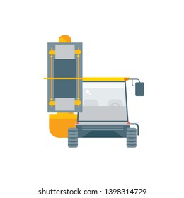 Stock vector isolated equipment for tunnels special construction machinery, illustration front view, business building machine, design element in flat style on white background