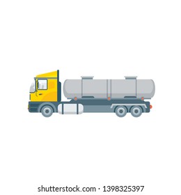 Stock vector isolated truck for water transportation illustration side view logistics business building materials, truck, lorry design element in flat style on white background