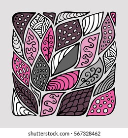 stock vector leaf and flower, doodle pattern. abstract art background