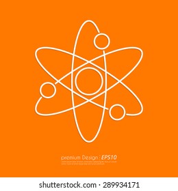 Stock Vector Linear icon atom. Flat design.