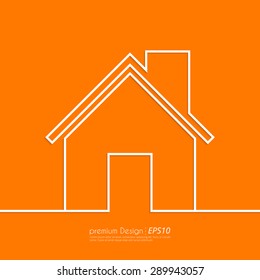 Stock Vector Linear icon house. Flat design.