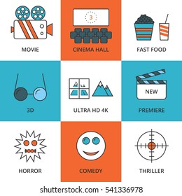 Stock Vector Linear icon movie. Stock vector