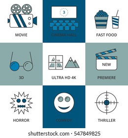 Stock Vector Linear icon movie. Stock vector